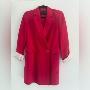 Massimo Dutti Bright Long Double-Breasted Blazer